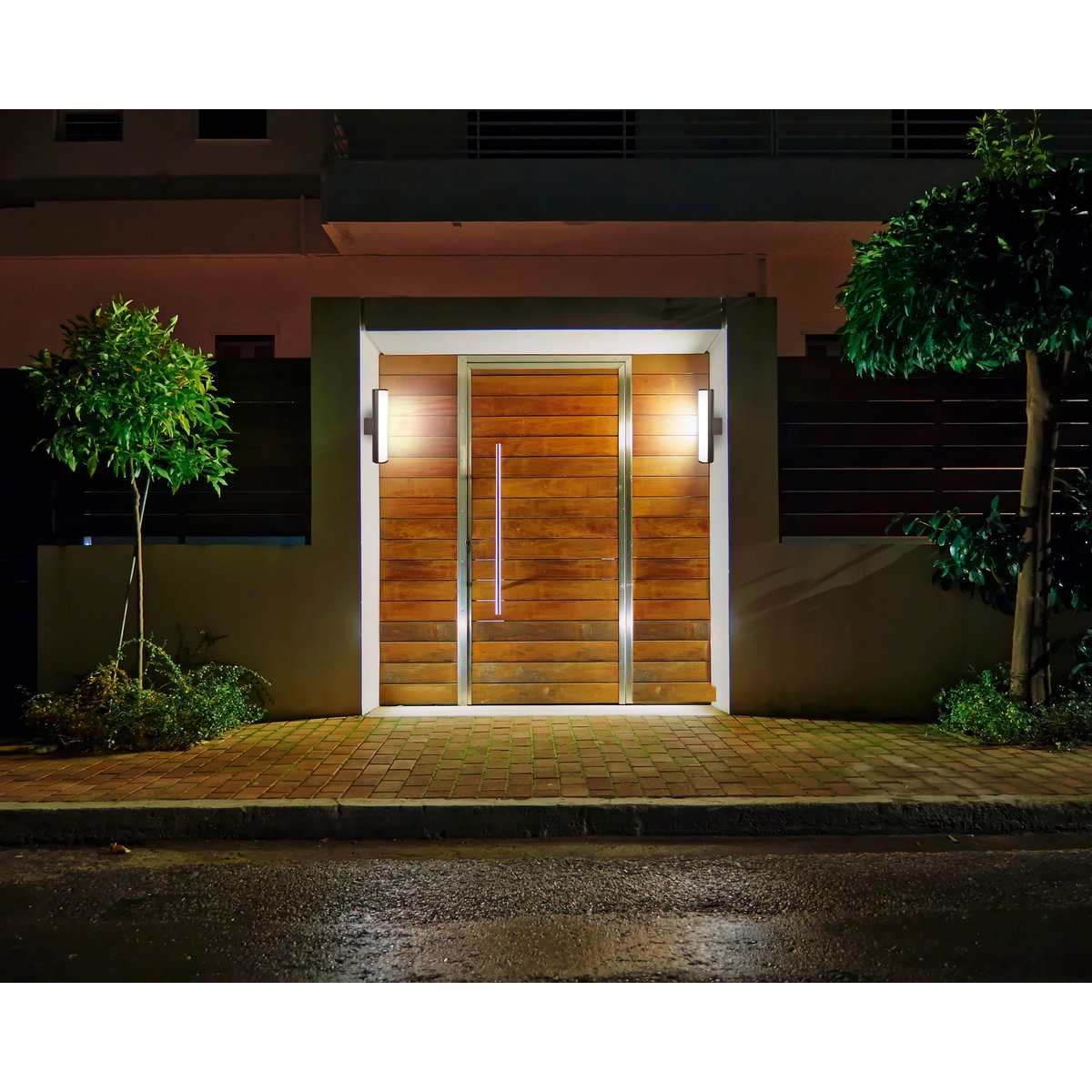 LED -wandlampen "Flair", 30 cm gemaakt van grijs metaal en plastic, met geïntegreerde LED