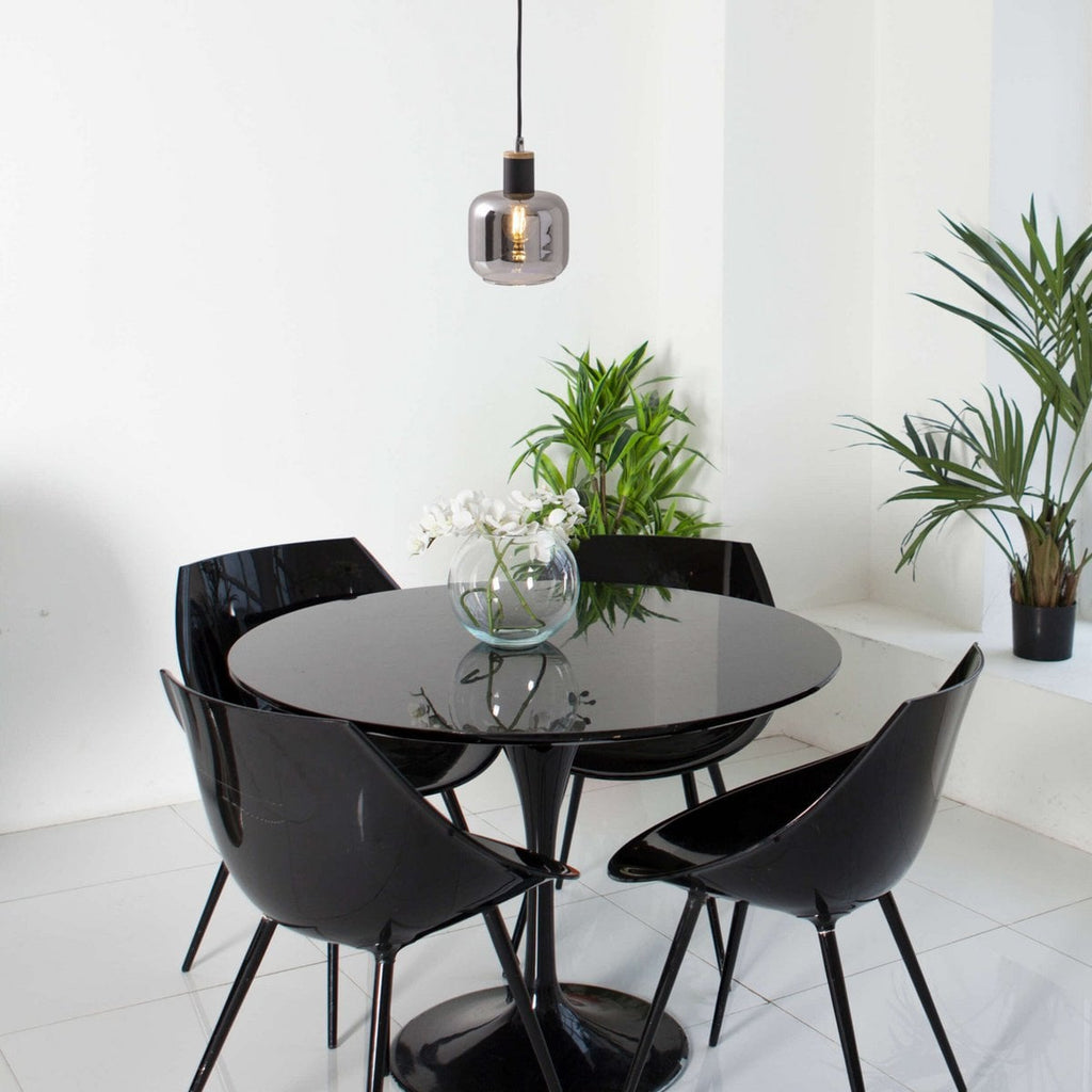 1-pendelende lamp "fumoso", hanglamp gemaakt van metaal en glas in zwart, met E14-aansluiting, voor eetkamer, woonkamer, gang of kantoor, hangende lamp 80 x 20 cm