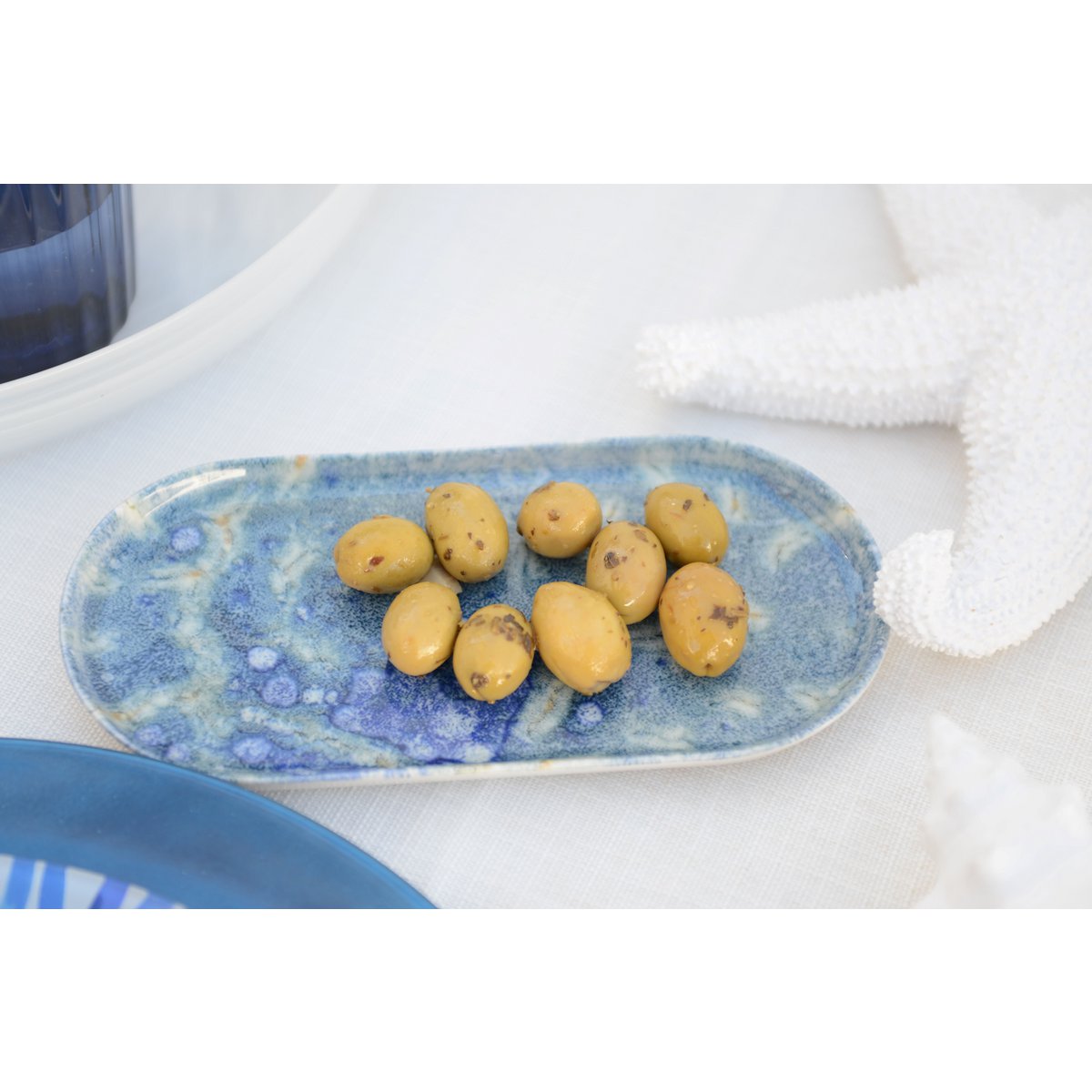 Azure blauw ovaal gerecht groot model 22 cm