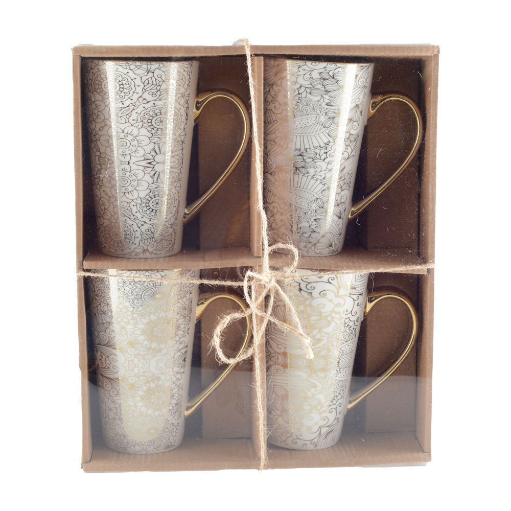 WITTE MOKKEN ABSTRACT ONTWERP - SET VAN 4