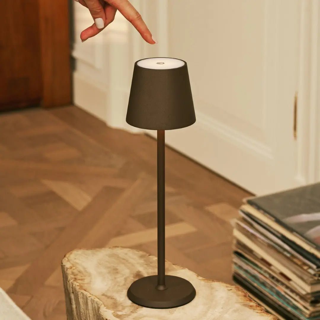 Jasper Mocha Brown - Draadloze lamp met batterij L metaal, dimable en 3 lichtstadia
