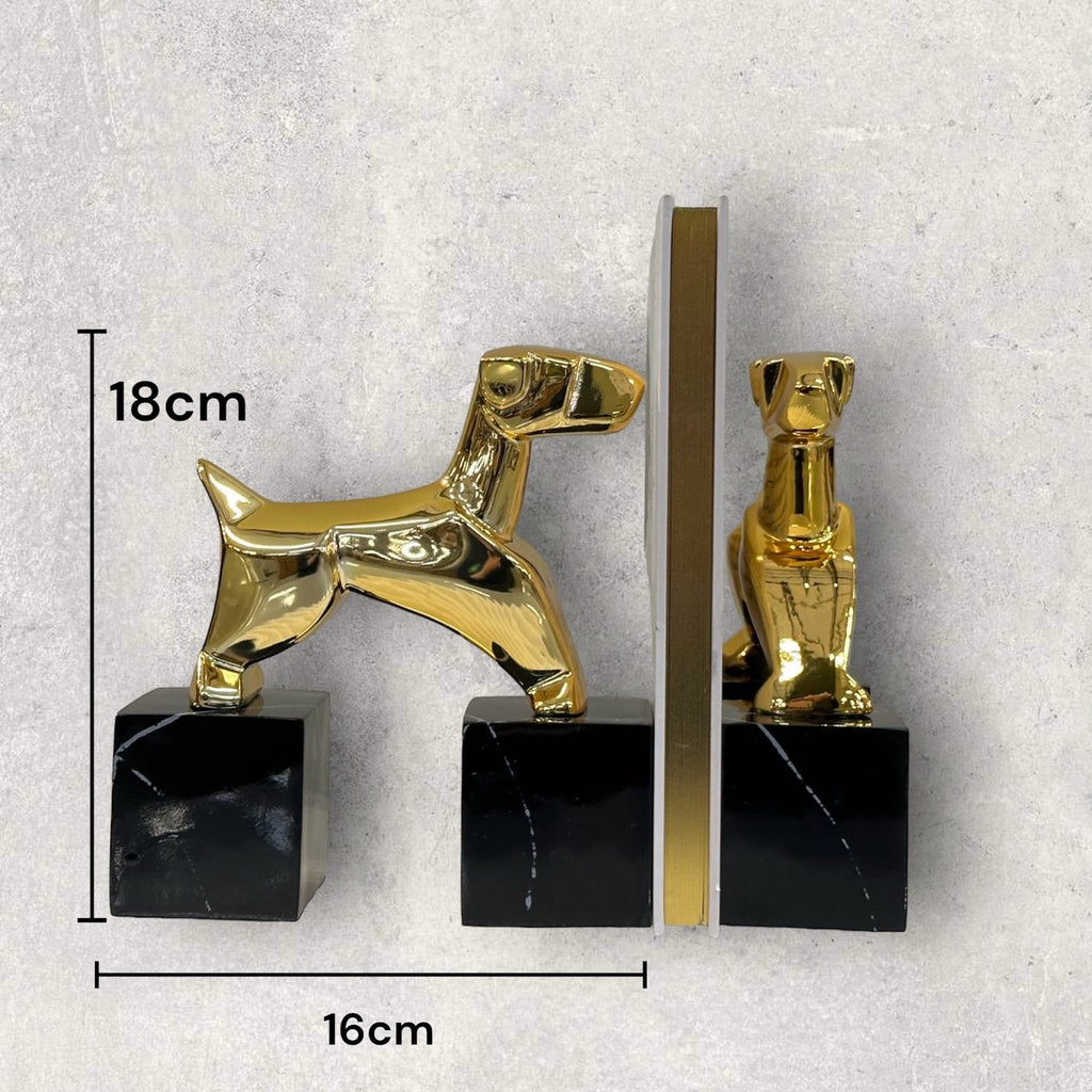 Modernist Art Deco Chrome Terrier Statues  Puppy Bookends (Set of 2)