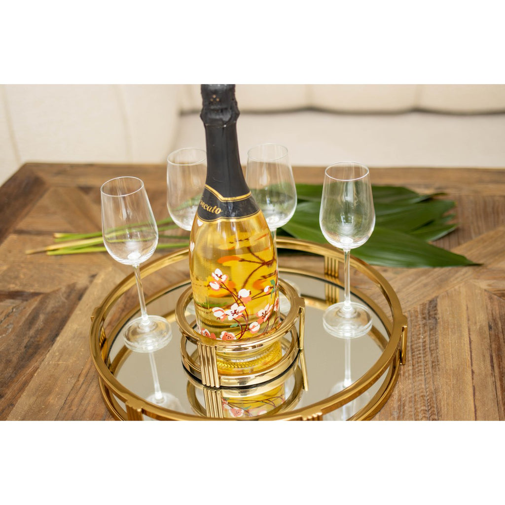 Golden Round Mirror Tray 34x34x5cm