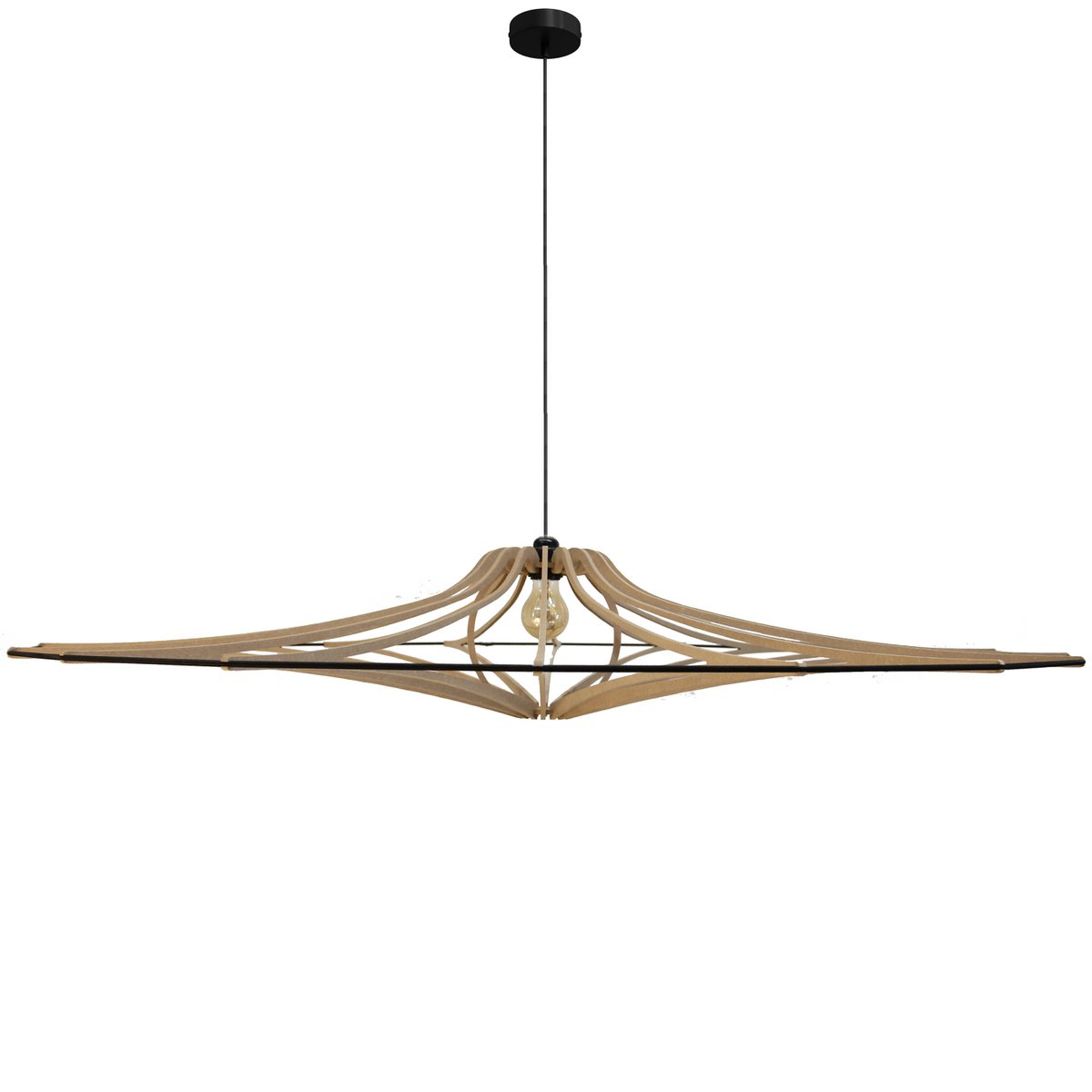 Design hanglamp D124 cm SINGING BRUT - zwart elastisch - zwart kit