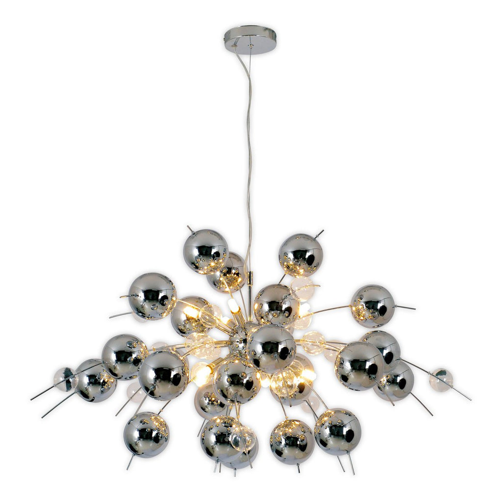 Hanger lamp "explosie" chroom gemaakt van metaal en glas, G9 -versies, hangende lamp voor eetkamer, woonkamer, gang of kantoor, Øca. 98 cm