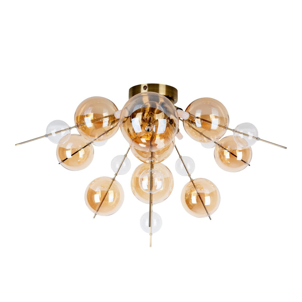 Plafondlamp "explosie" Amber gemaakt van metaal en glas, G9 -versies, plafondlamp voor eetkamer, woonkamer, gang of kantoor, Ø57 cm
