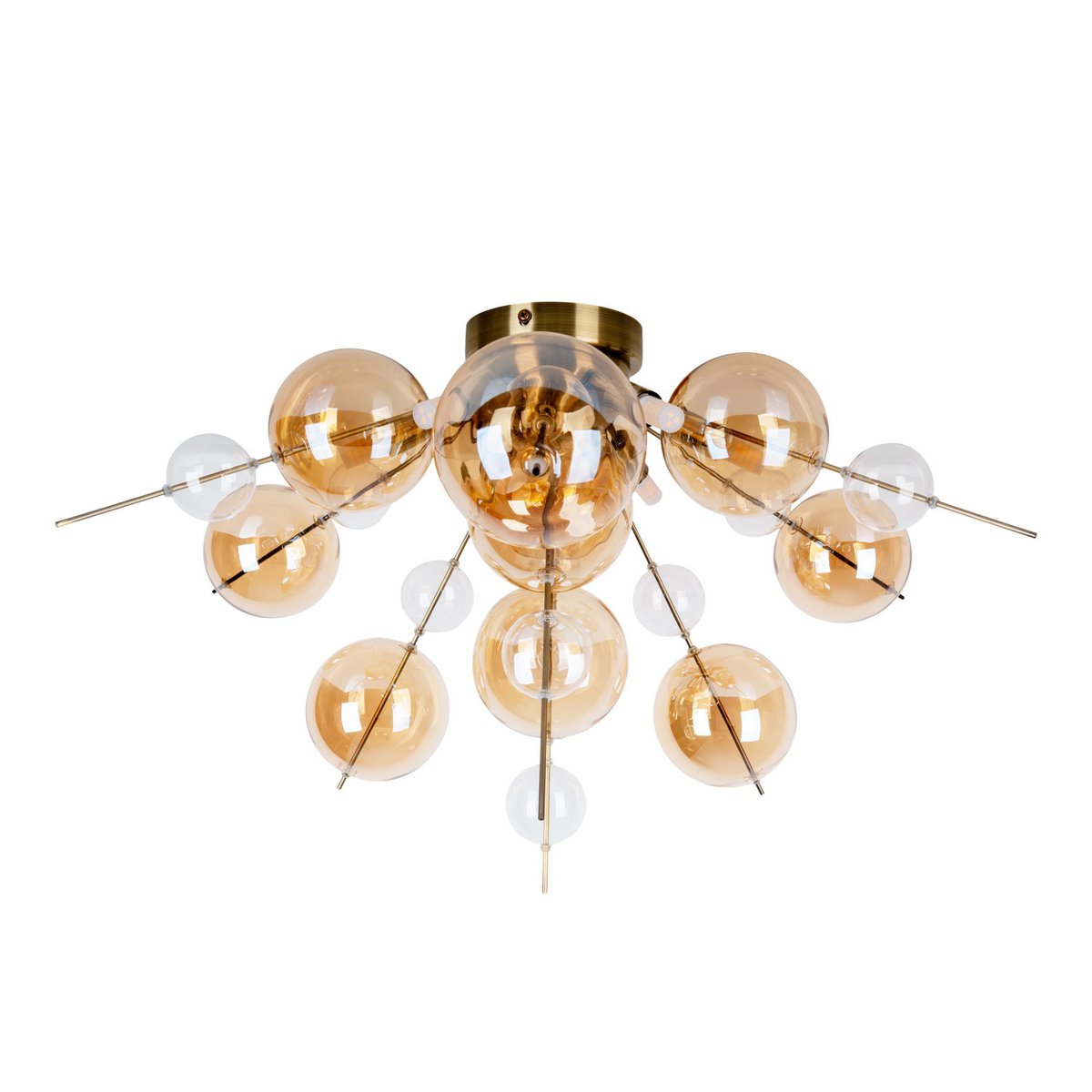 Plafondlamp "explosie" Amber gemaakt van metaal en glas, G9 -versies, plafondlamp voor eetkamer, woonkamer, gang of kantoor, Ø57 cm