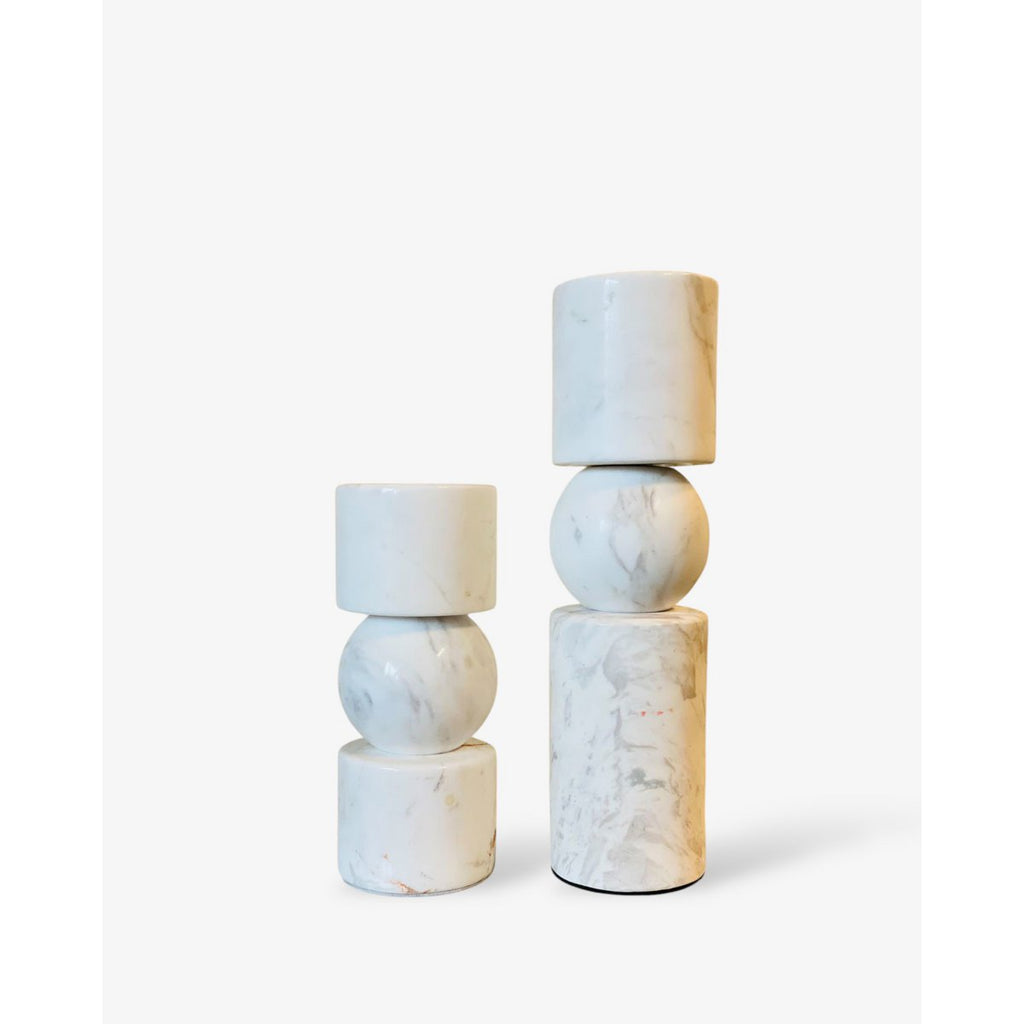 KANDELAAR | MARBLE | WHITE S H19.5cm*W8cm D 8cm
