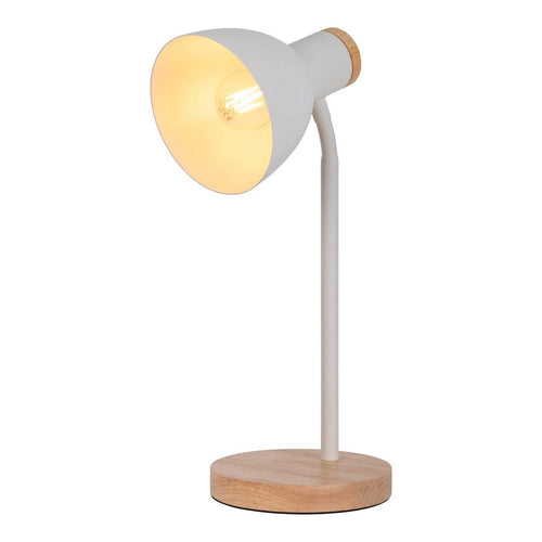 "Marie" bureaulamp gemaakt van metaal en hout, E14, wit, 36,5 cm hoog