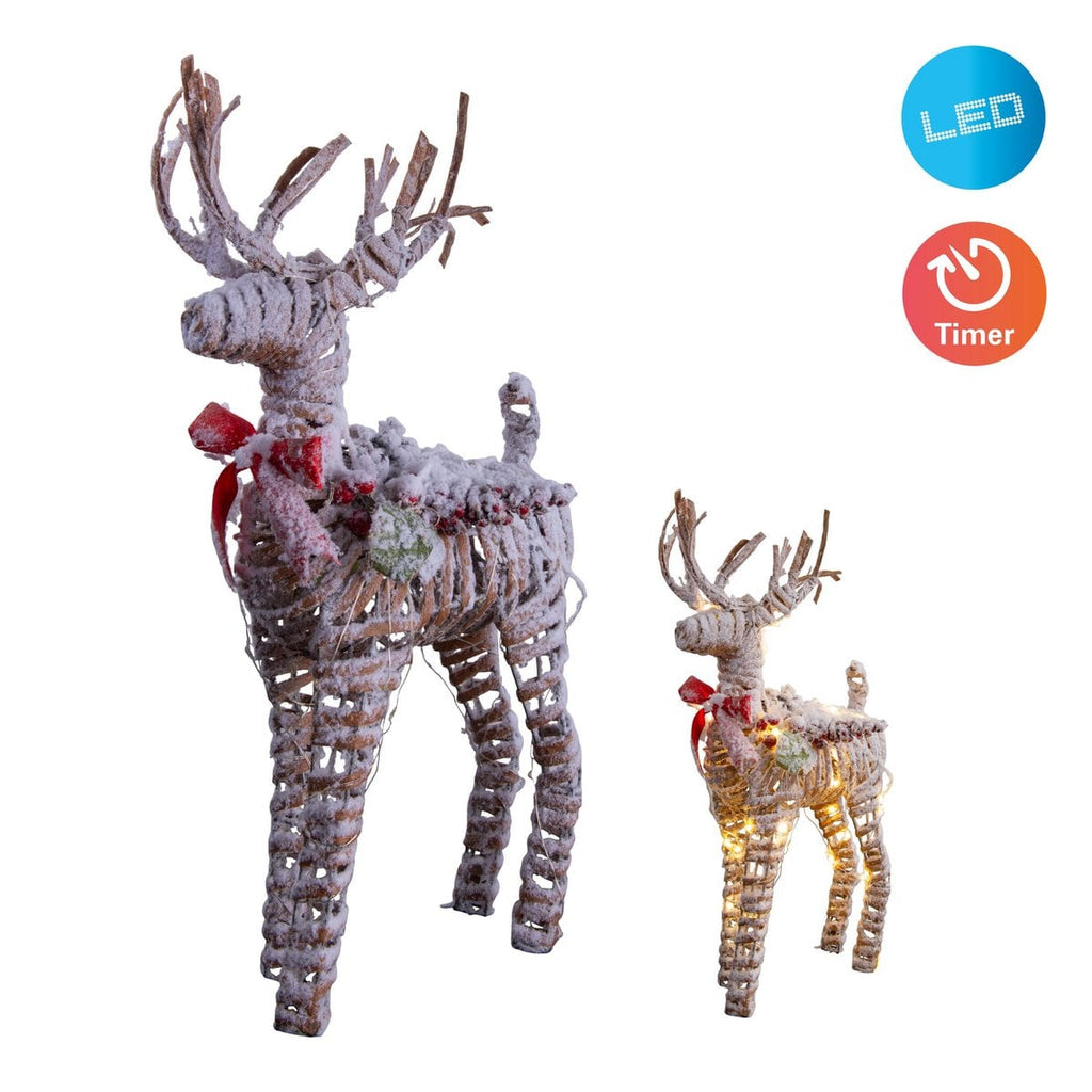 LED kerstdecoraties "rendier" gemaakt van weerbestendig plastic in de natuur, met stevig ingebouwde LED's