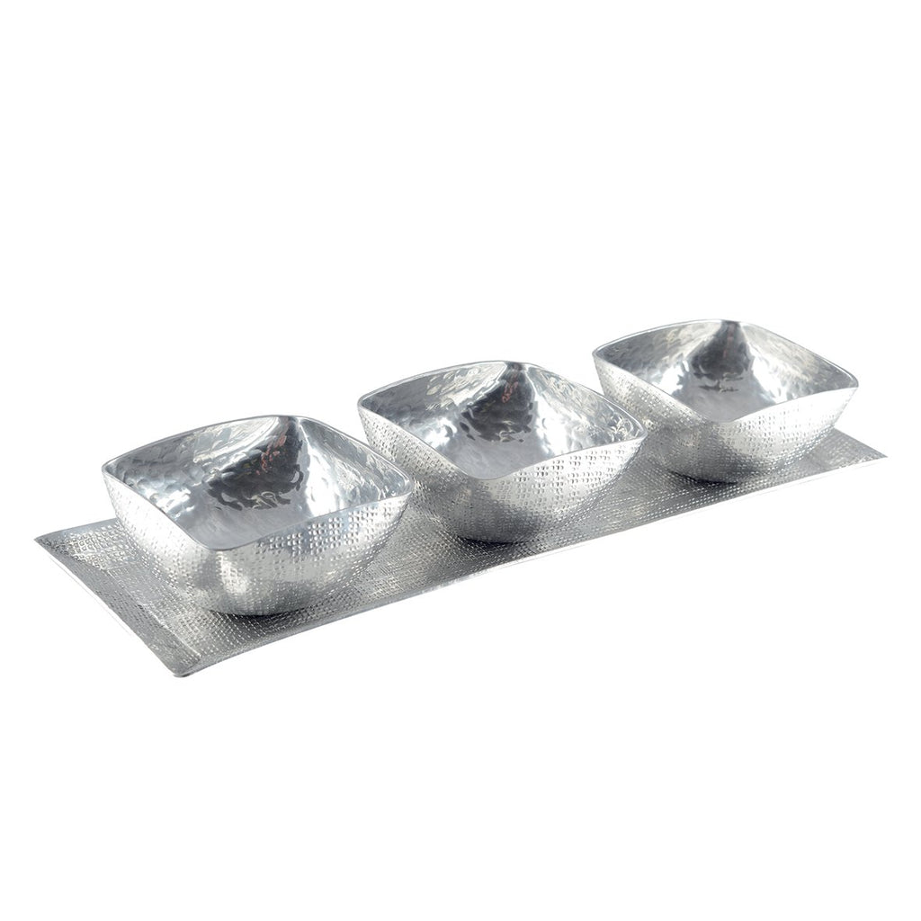 Set van 3 kopjes op aluminium plaat