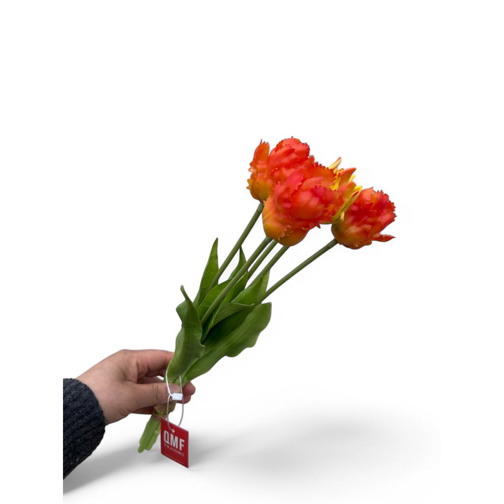Artificial flowers Orange tulips 5 pieces/set | Zijden kunstbloem | Lengte 35cm