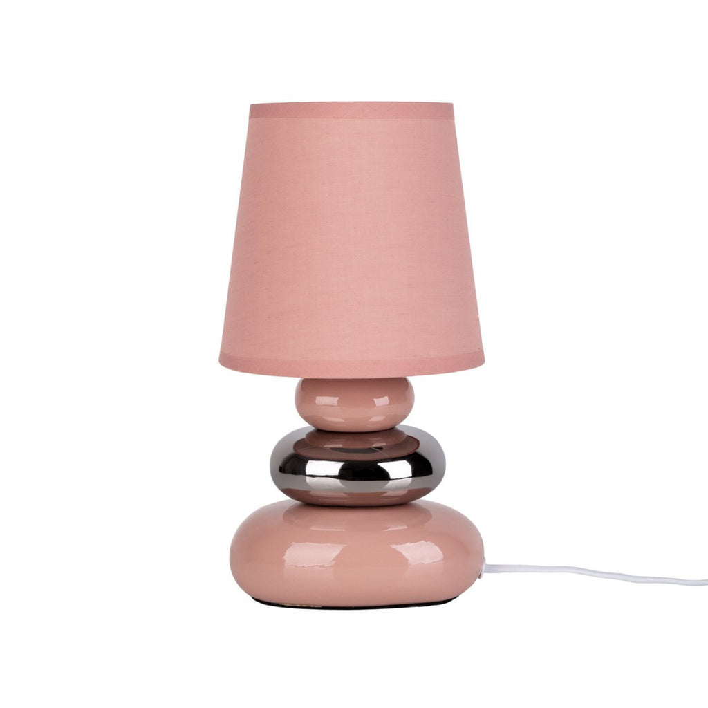 Liv · Houten tafellamp met linnen kap — roze