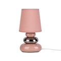 Liv · Houten tafellamp met linnen kap — roze
