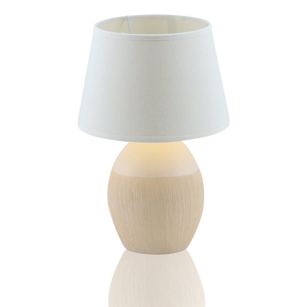 Liv · Houten tafellamp met linnen kap — naturel