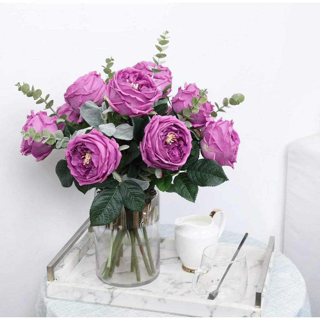 Enkele tak handgevoelde Austin roos 72cm hoog- lichtpaars