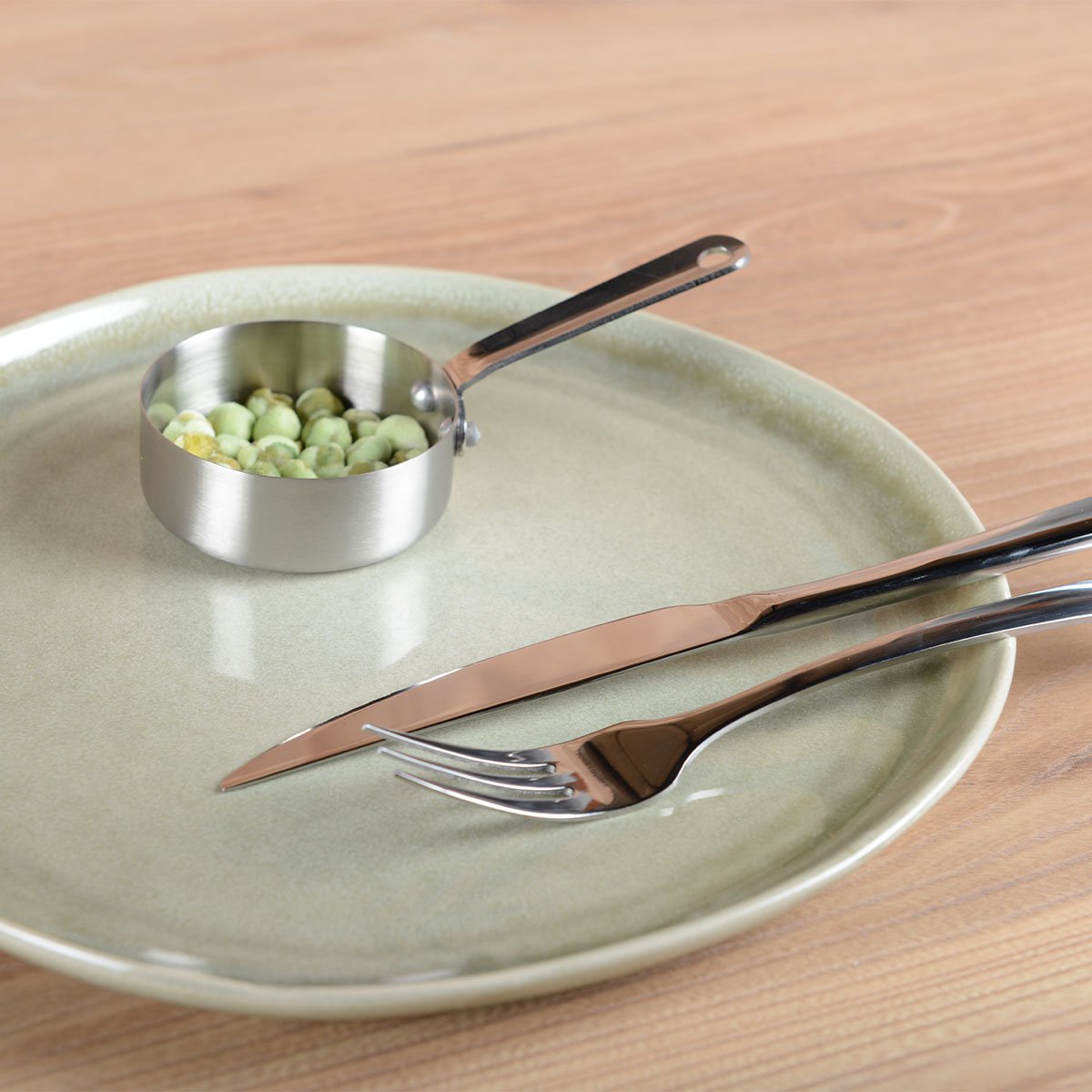 Mini mat ronde steelpan met lange ronde 7x7x2.5 cm