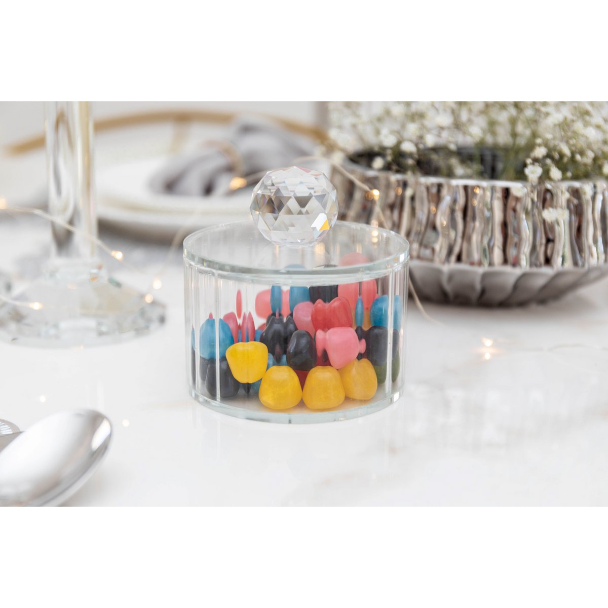 Kristalglasbox met 10x10x10cm diamanten deksel