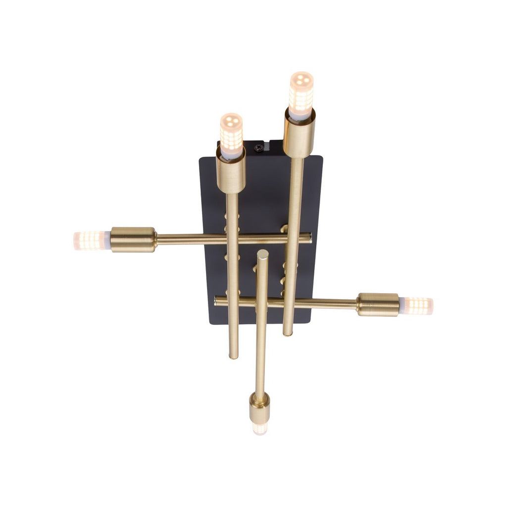 LED -plafondlamp "Ancona" met achtergrondverlichting gemaakt van metaal in zwart en messing, G9 -versies, lamp voor woonkamer, eetkamer, gang en kantoor, ca.