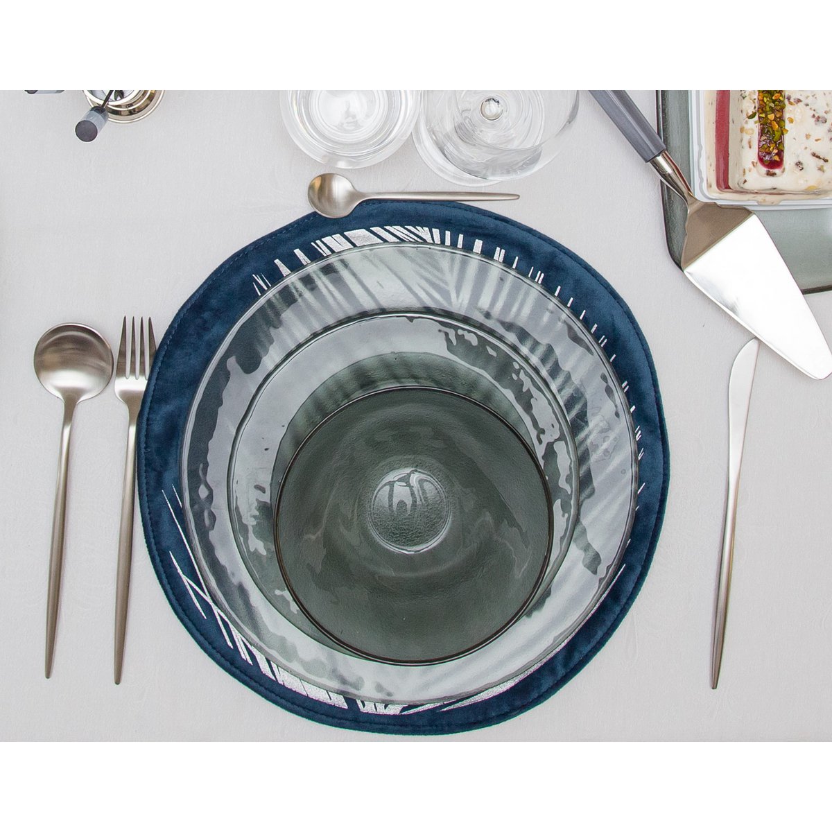 Huishouden 24 stuks mat zilver afgeronde contouren