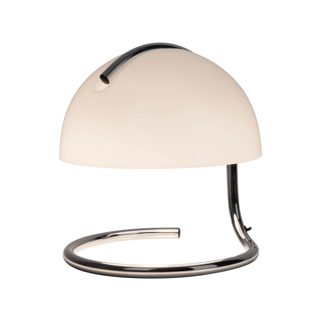 Liv · Houten tafellamp met linnen kap — chroom