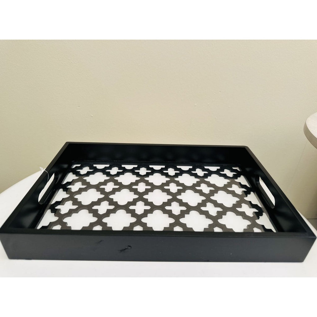 Zwart houten glazen dienblad