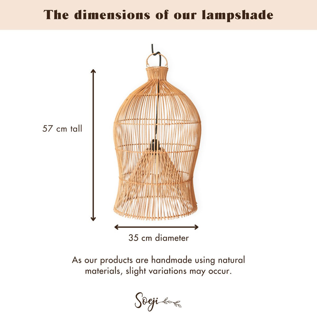 Rotan lampenkap – Boho hanglamp – plafondlamp hangend – Boho plafondlamp MAHARA (Ø35 cm)