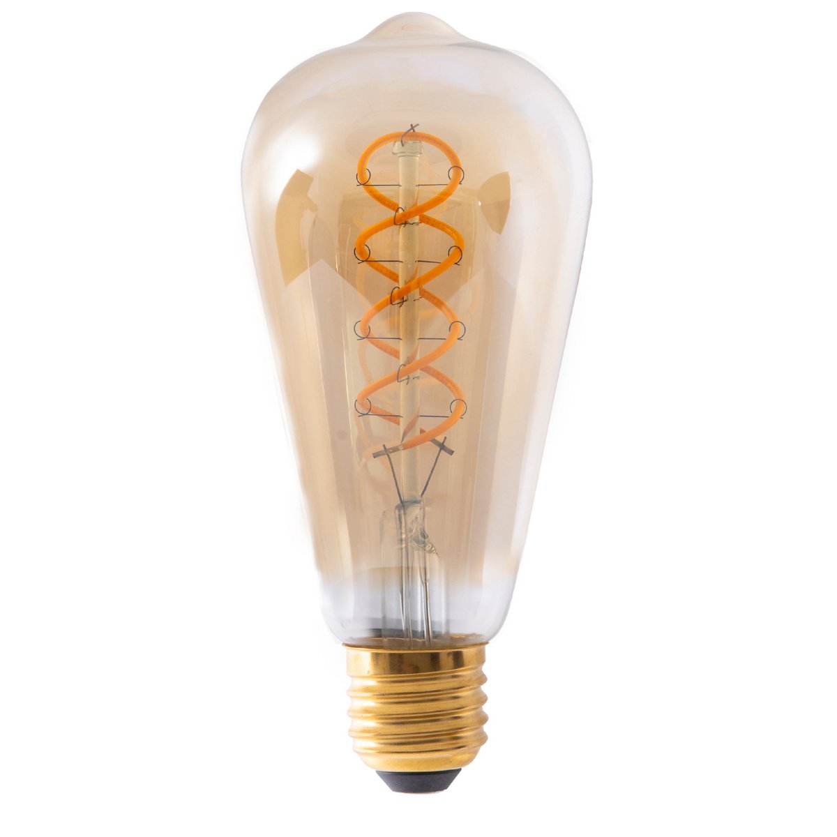 LED-lamp "Dilly" 3-set E27-versie, 4 watt, Ø 6,4 cm, gemaakt van metaal en glas, barnsteen