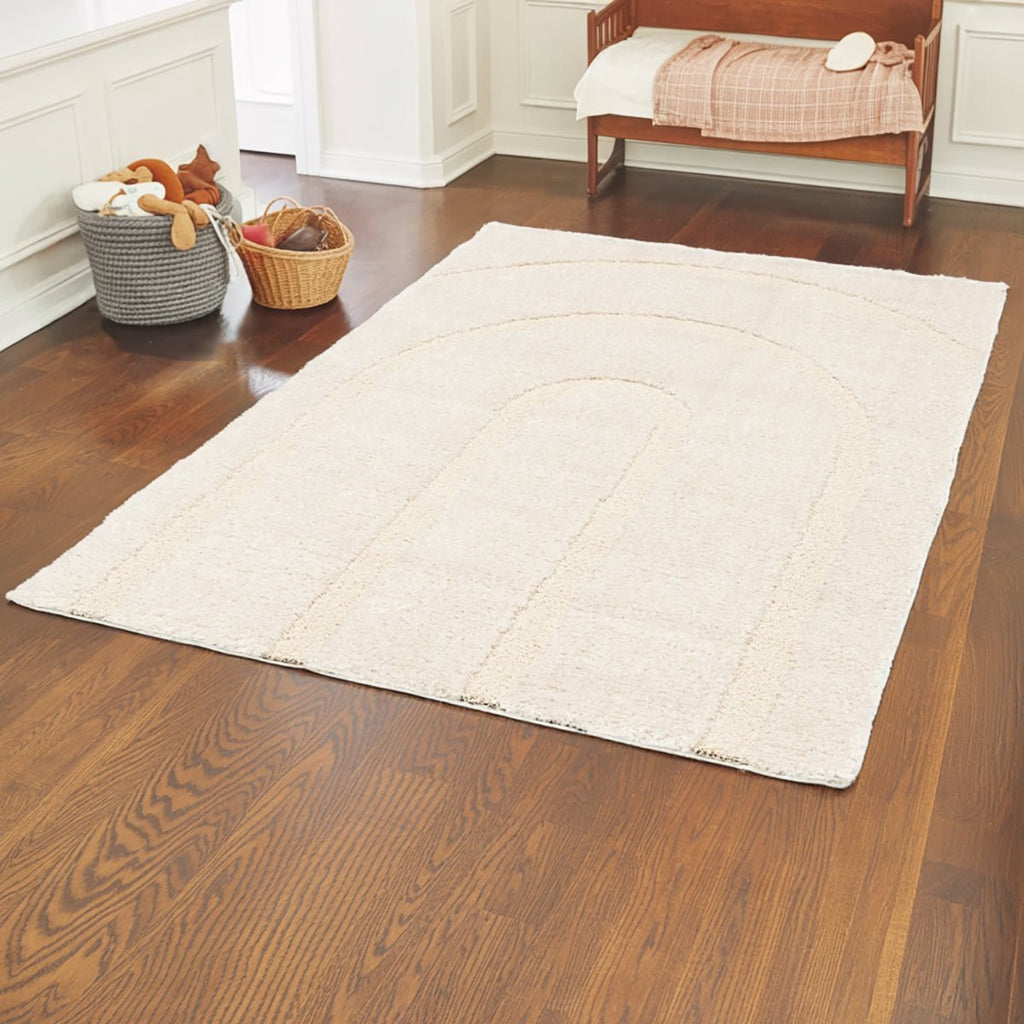 Dikke ruige tapijt in gerecycled polyester met arcadia -reliëf