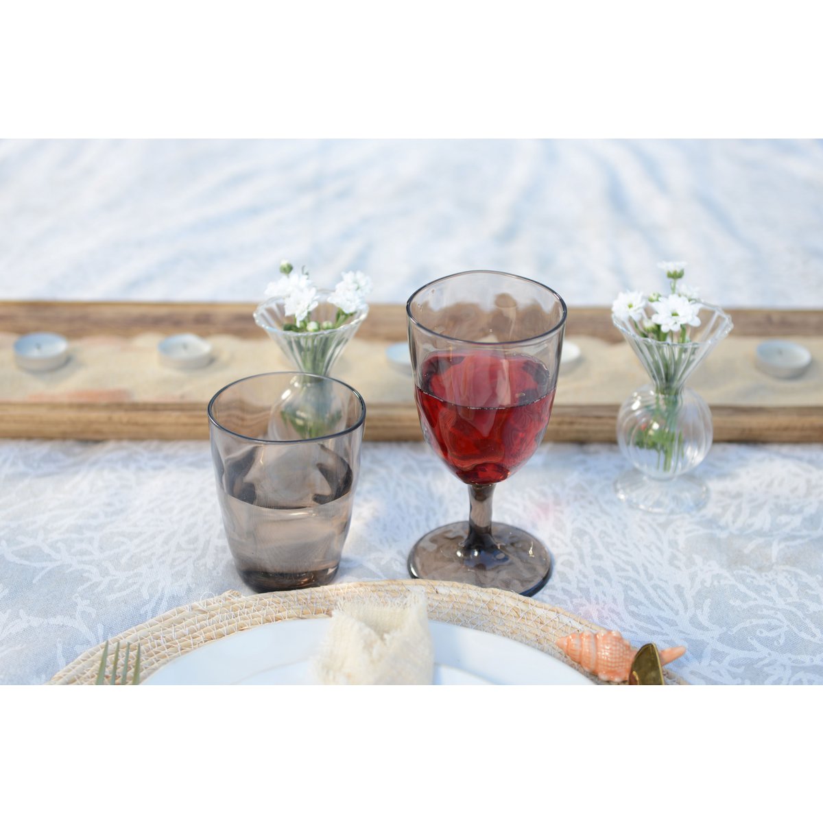 Acrylbruine waterglazen - veel van 6