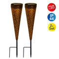 2 Set LED LED Solar Light "Paula", voor buiten, metaal en plastic aarde spies in bruin, met geïntegreerde LED
