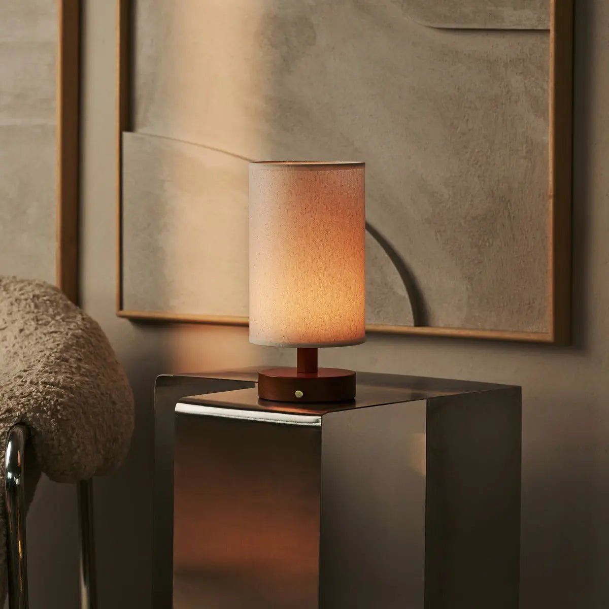 Ben Kastanjebruine houten tafellamp – Oplaadbaar, dimbaar, USB-C-voeding