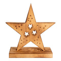 LED Wood Star 29 cm High Christmas Decorations gemaakt van hout in de natuur, met stevig geïnstalleerde LED's