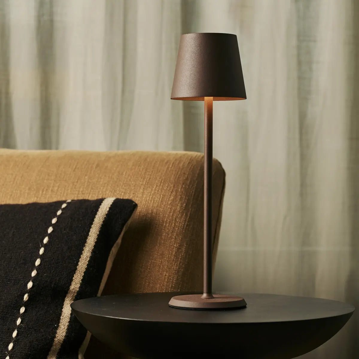 Jasper Mocha Brown - Draadloze lamp met batterij L metaal, dimable en 3 lichtstadia