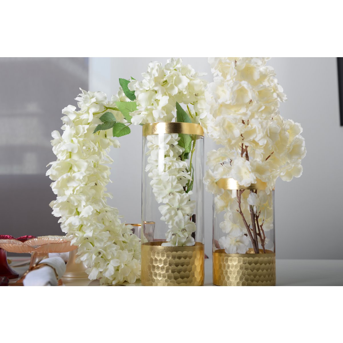 Transparante en gouden vaas H20cm