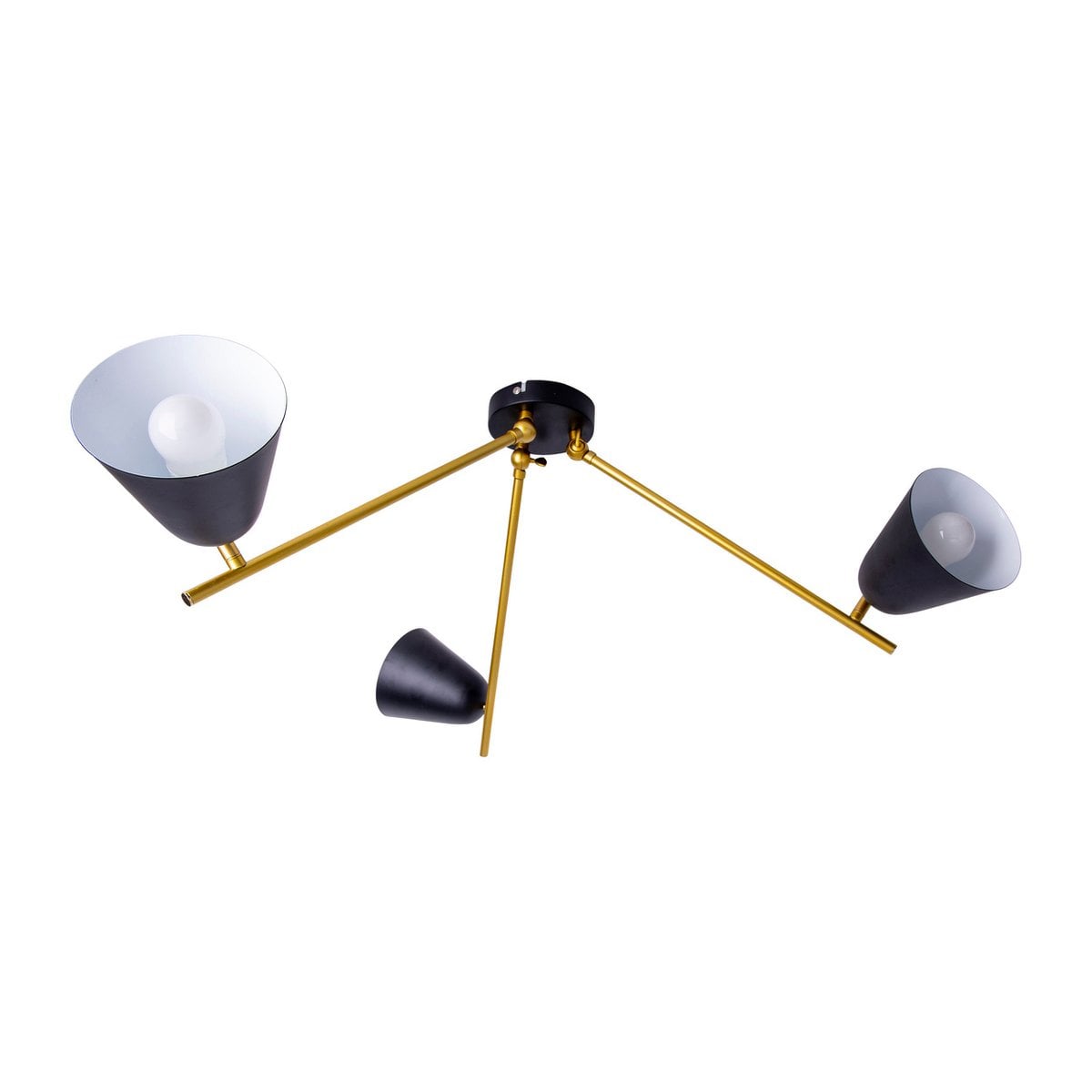 3-zits plafondlicht "Triton" gemaakt van black metal met E27-versie, verlichting voor woonkamer, eettafel of kantoor