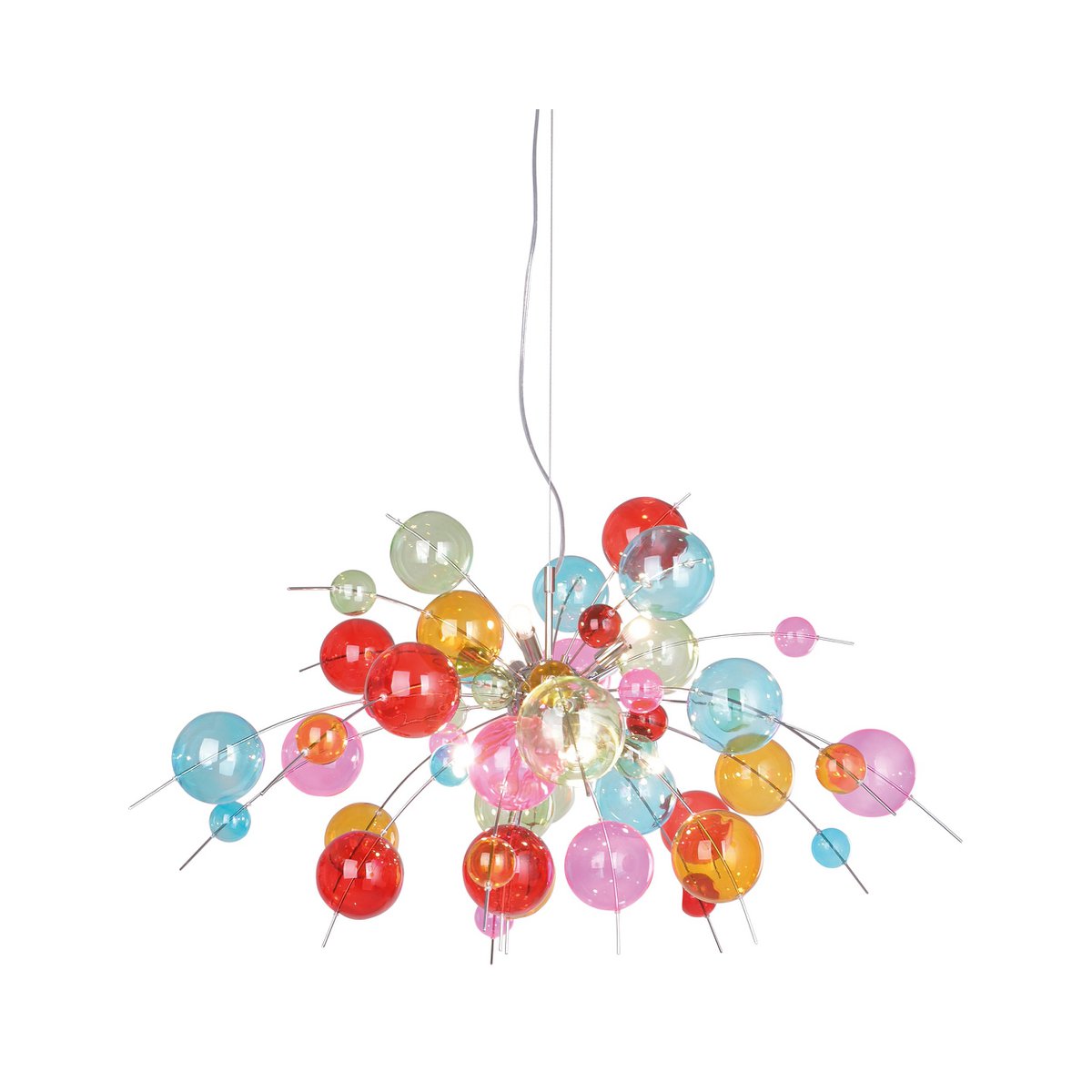 Hanger lamp "explosie" gekleurd gemaakt van metaal en glas, G9 -versies, hangende lamp voor eetkamer, woonkamer, hal of kantoor, Øca. 98 cm