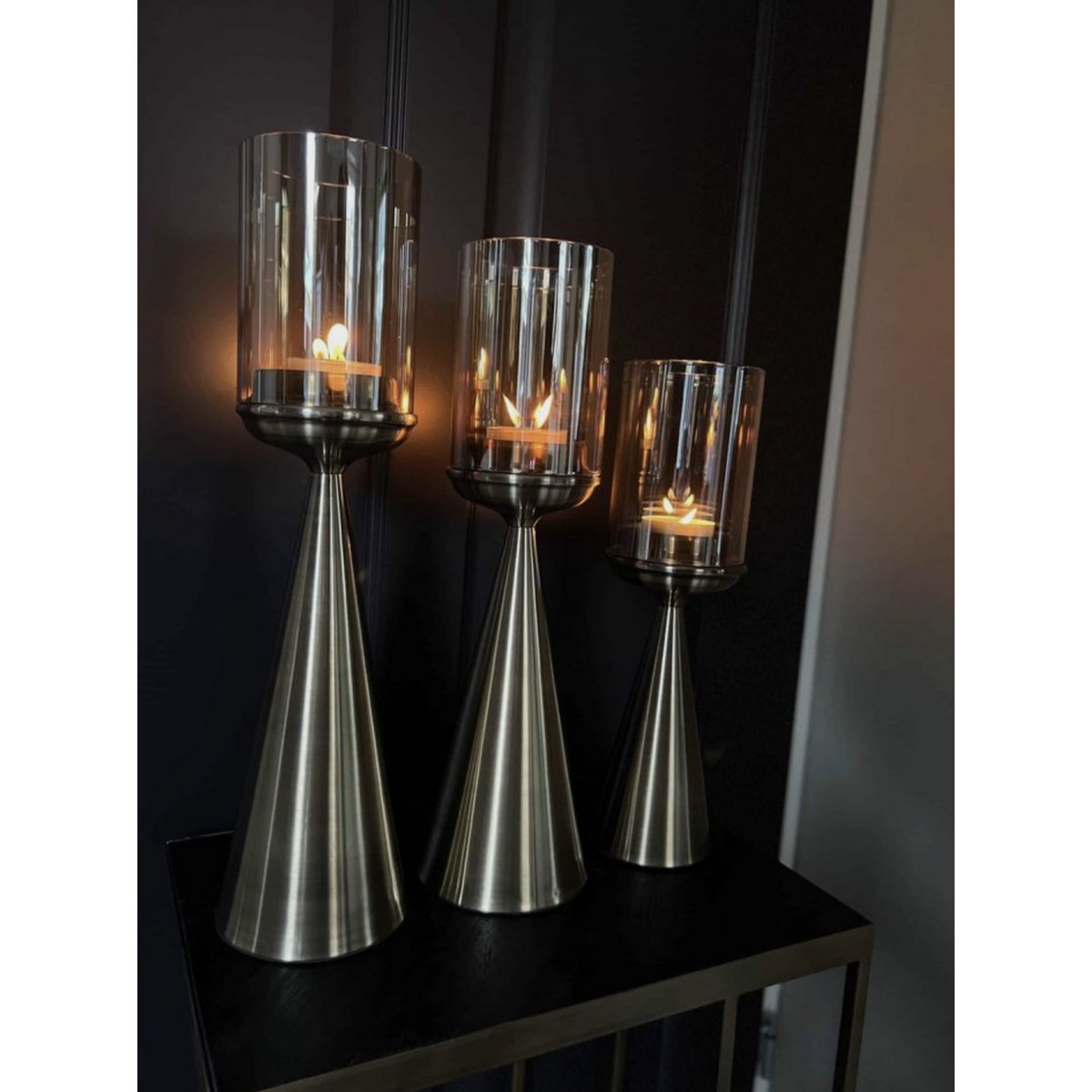 KANDELAAR | GLAS | GOUD -S-Hoog-39CM