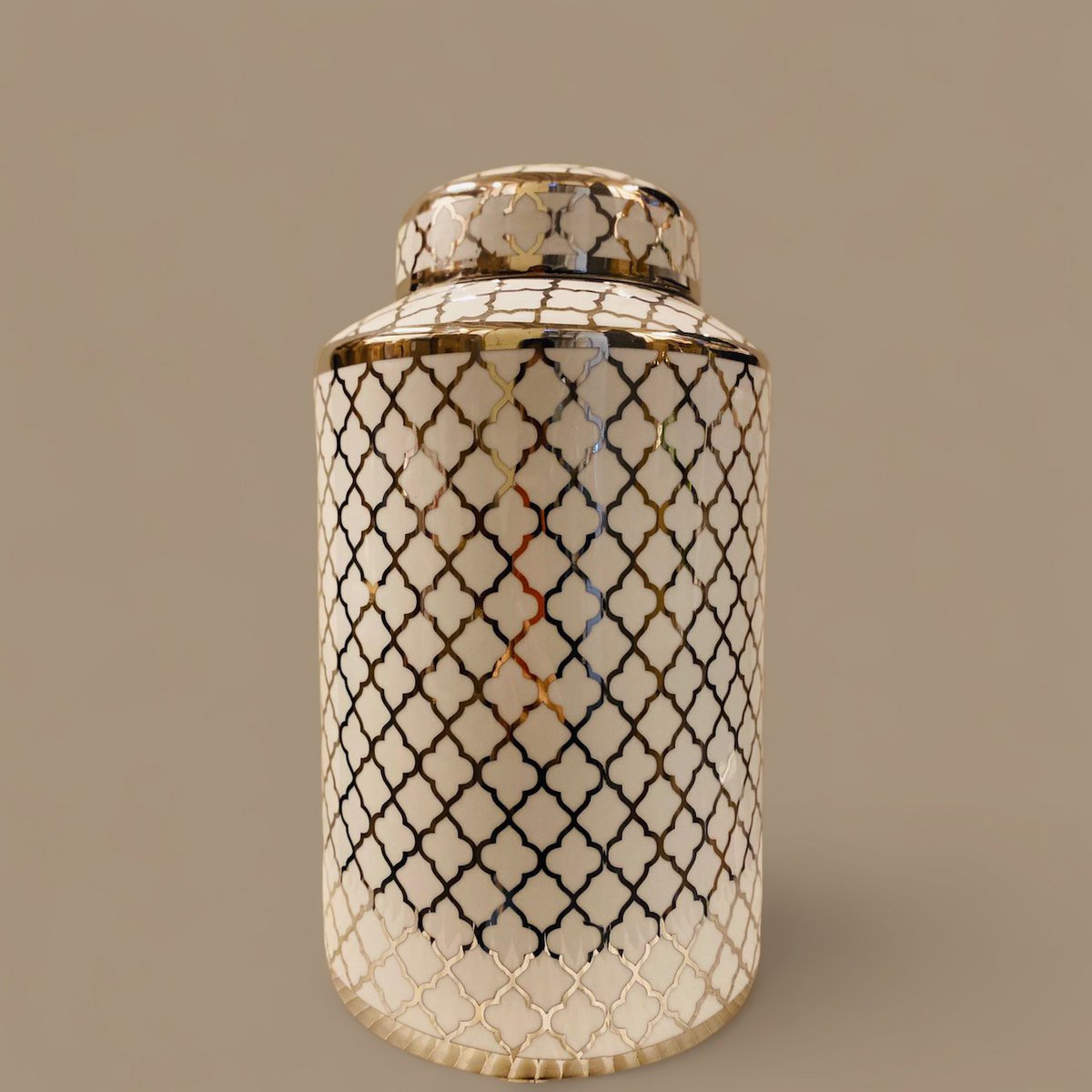 Keramieken pot wit goud (klein formaat: H*30 B*15)