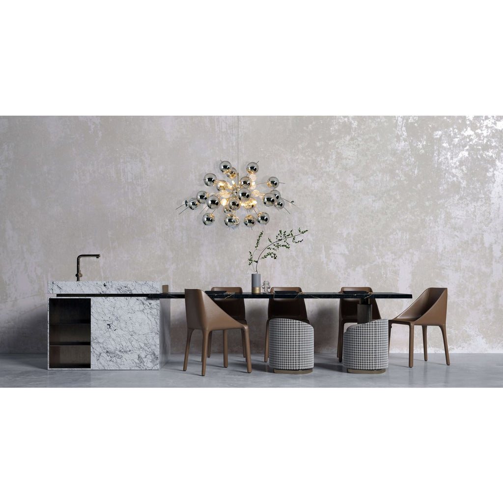 Hanger lamp "explosie" chroom gemaakt van metaal en glas, G9 -versies, hangende lamp voor eetkamer, woonkamer, gang of kantoor, Øca. 98 cm