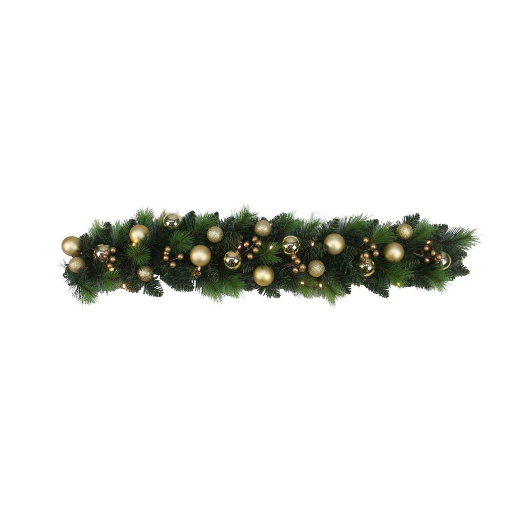 LED Kerst Tendril "Noel" Outdoor Decoratie gemaakt van metaal en plastic in groen en goud, met stevig ingebouwde LED's