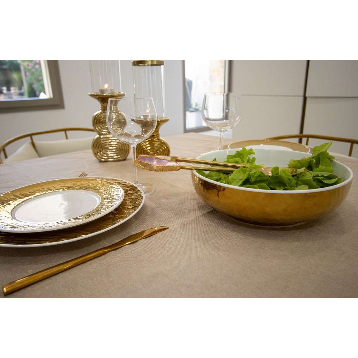 Witte en gouden kom 25 cm