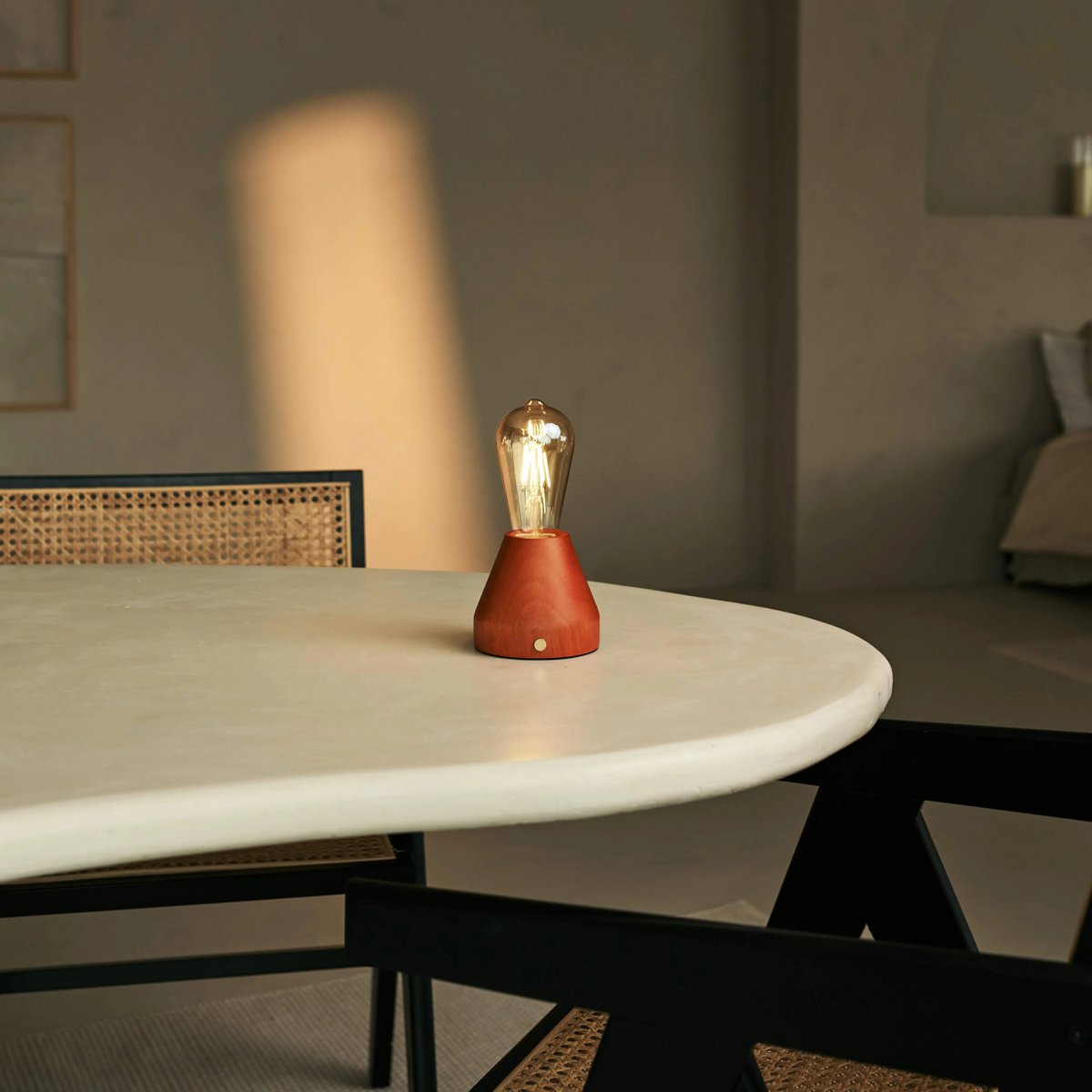 Zavi kastanje bruin oplaadbare LED-tafellamp-draadloos, dimable, 100 uur batterij