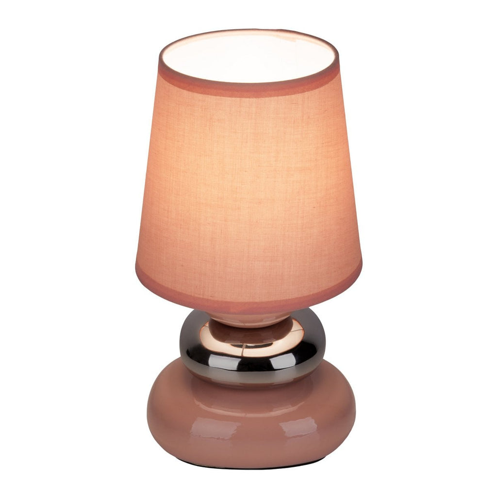 Liv · Houten tafellamp met linnen kap — roze