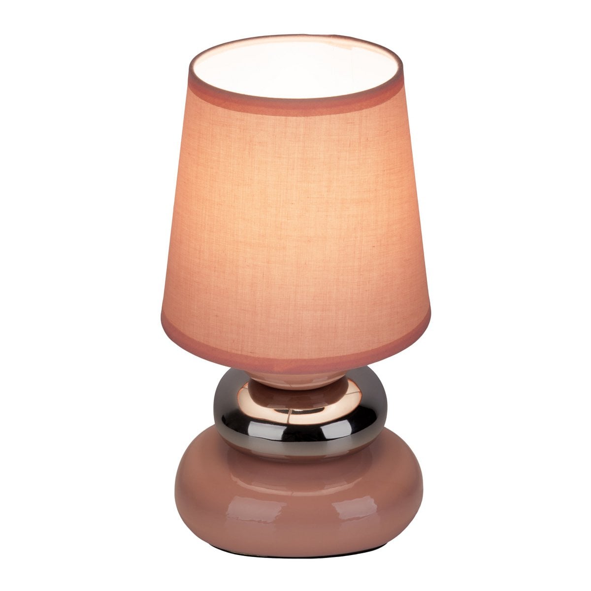 Liv · Houten tafellamp met linnen kap — roze