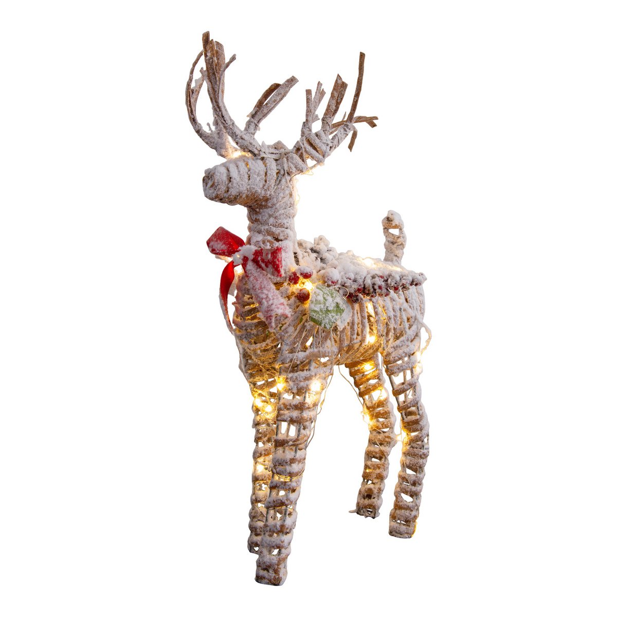 LED kerstdecoraties "rendier" gemaakt van weerbestendig plastic in de natuur, met stevig ingebouwde LED's