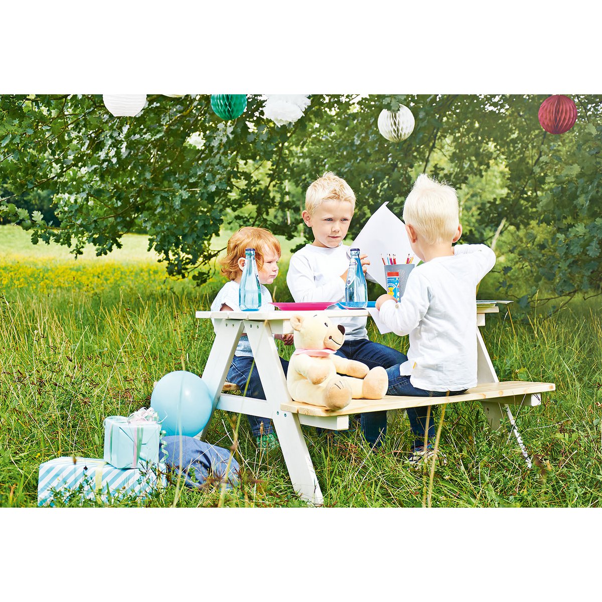 Picknickbank voor kinderen "Nicki für 4", wit