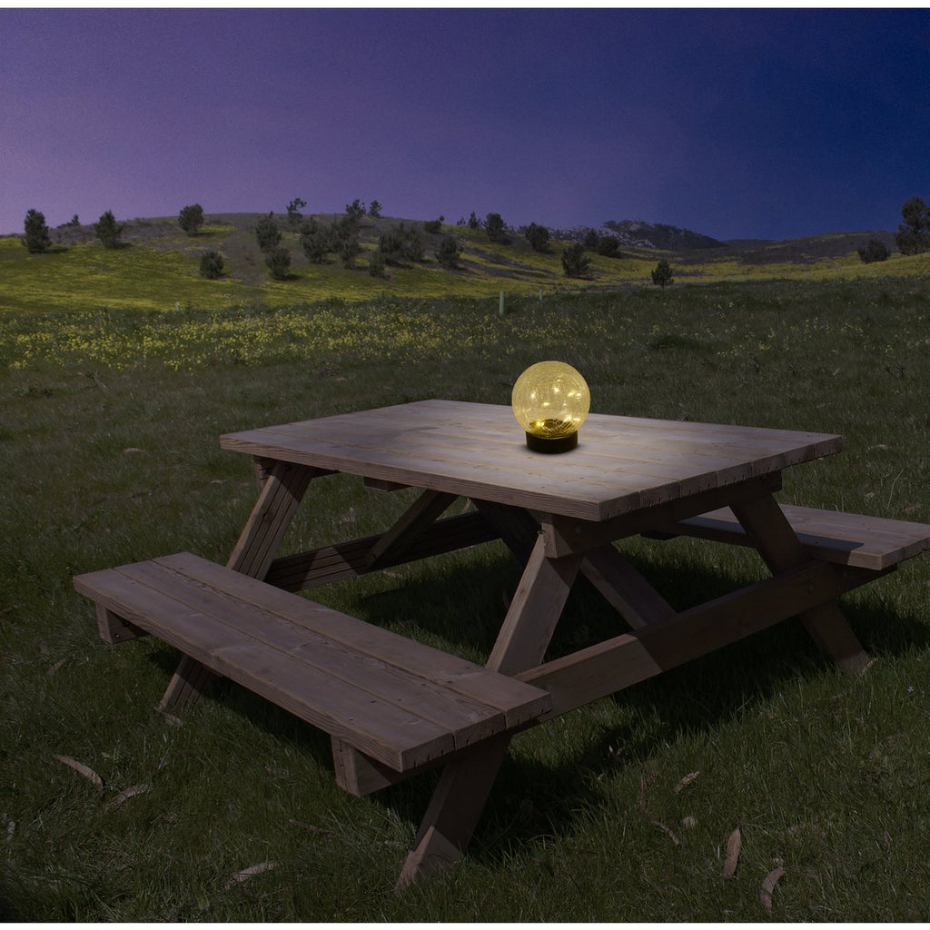 3 Set LED LED Solar Table Lamp/Aand Skeer "Crackle" Ø 12 cm, voor buiten, taflamp-plastic en glas, wit, met geïntegreerde LED