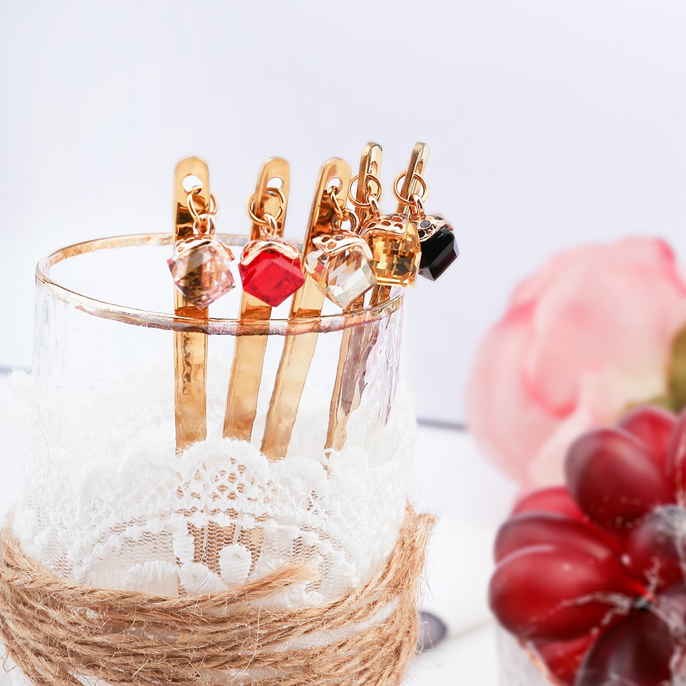 Gouden lepels met multi -gecolarde diamanten - set van 6