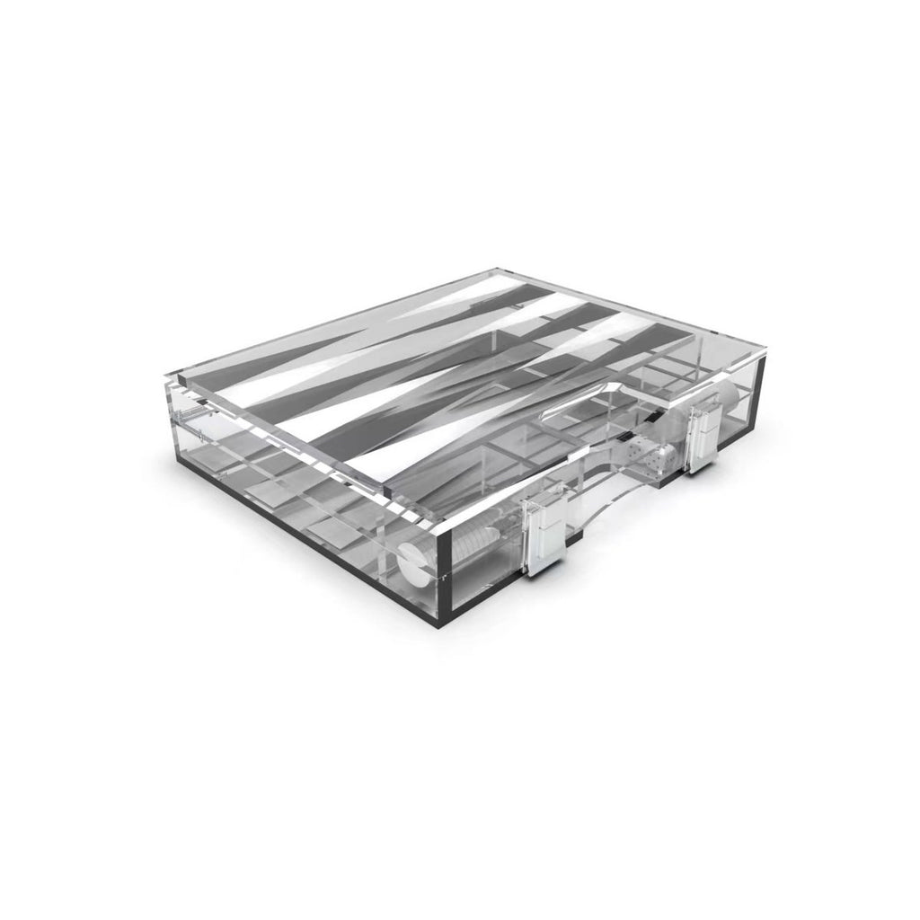 Backgammon Game Mini Case in White and Silver Acryl 25x20X5C
